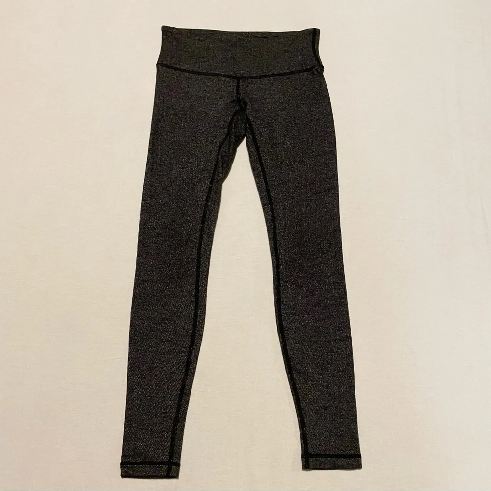 Lululemon Women's Size 4 Wunder Under Pant Legging Herringbone Heathered Black - Picture 2 of 16